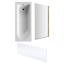 Round Single Ended 1700x700 Bath Set - Front Bath Panel & Brushed Brass Screen