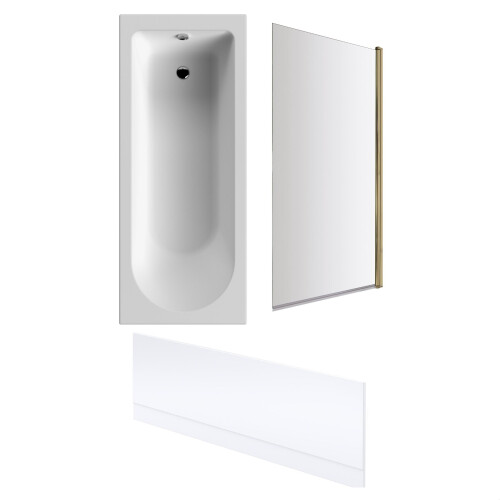 Balterley Round Single Ended 1700x700 Bath Set - Front Bath Panel & Brushed Brass Screen