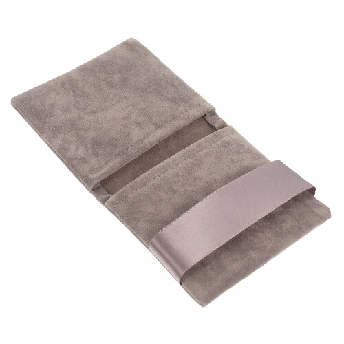 1Necklace Packaging Pouch Donkergrijs Met Decoratief Lint
