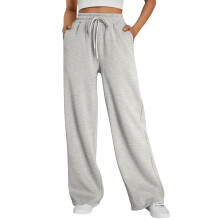 Dames joggingbroek met hoge taille, wijde pijpen,-Grijze XL
