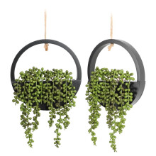2pcs BlackArtificial Hanging Succulent Plants Fake String of Pearls in Pot Wall Decor for Living Room Home Indoor