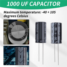 Condensador electrolitico radial 1000uF 50V 105C 25 x 13 mm - Negro (2-paquete)