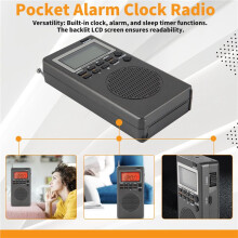 Radio AM FM de Bolsillo Portátil, Despertador, Temporizador de Apagado Automático, Radio Digital, Excelente Recepción, Funciona con Pilas para