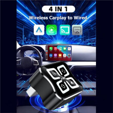4in1 Carplay Adapter Wireless AI Box Airplay/Mirror Link/Android Auto/Carplay USB Dongle Wired Carplay to Wireless B