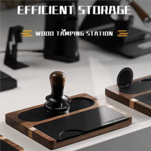 MHW-3BOMBER Estação de Compactação de Café Expresso, Suporte Universal de Madeira para Porta-Filtro de 51 A 58 mm com Tapete de Silicone