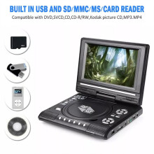 7.8 Inch  DVD CD EVD Disc Player Desktop Digital  TV Players Remote Control Portable Travel 270 Rotatable (EU)