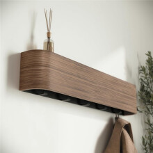 Wandgarderobe mit Verstecktem Haken, Moderner Schlüsselhalter Aus Holz, Haken mit Ablage für Schlafzimmer, Küche und Flur