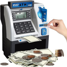 ATM Piggy Bank for Kids,ATM Machine for Real Money with Debit Card,Electronic Savings Safe Box,Gifts for Teen Boys Girls