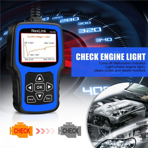 NL101 OBD Scanner EOBD Code Reader with Battery Tester Check Engine Code Reader 2.4'' Screen for Car Light Duty Vehicles