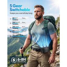 Portable Waist Clip Fan, Triple Fan 9000mAh Rechargeable Belt Cooling Fan, Hands-Free Wearable Fan for Outdoor Work, Construction & Farming Black