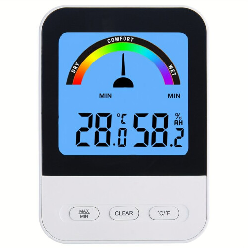 Termômetro e Higrômetro Eletrônico Digital para Ambientes Internos, com Guia de Nível de Conforto Térmico (Seco/Úmido). 1