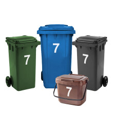 Rubigo 4 x Bin Numbers for Wheelie Bins, 0-99, Letters A-D, 17.5cm Dustbin Stickers, Easy Application Stick On Number Stickers - Weatherproof Self Ad