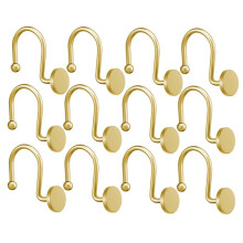 Gold Shower Curtain Hooks, Rustproof Shower Rings for Bathroom, Metal Shower Hooks for Shower Curtain Rod, 12pcs Gold