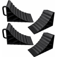 HowseHold Wheel Chocks With Handles (Set of 4) Tyre Saver Brake Stoppers Ridged Wedges for Cars Caravan Horsebox Motorhome Garage & Workshop Equipmen