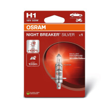 OSRAM NIGHT BREAKER SILVER, H1, halogen headlight lamp, Single Blister (1 lamp)