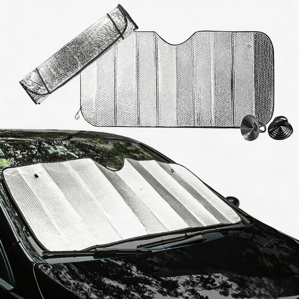 Car Windscreen Sun Shade Universal Folding Foil Cover Â Uv Reflective Heat Shield For Front Or Rear Window, Fits Cars, Vans, Suvs & Trucks (14070C 5009591745456