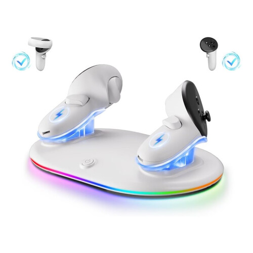 Charging Dock for Meta Quest 2/3/3s with RGB Light, VR Accessories & Wireless Station 2