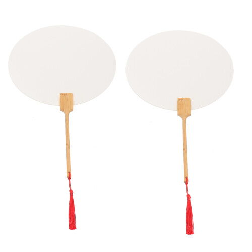 2St Blank DIY Waaier Voor Kinderen Handvat Creatief Schilderen