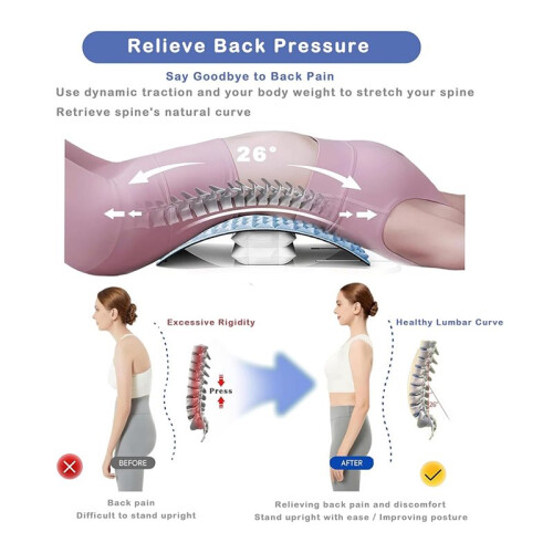 Pneumatic Back Stretcher for Lower Back Pain Relief - Stepless Air-Adjustable Lumbar Support Board with Extra-Wide Panel 2
