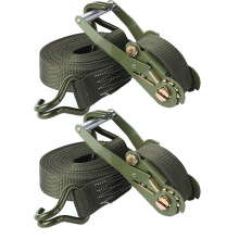 2 Sets Ratchet Tie Down Straps 5cm x 6m Heavy Duty Lashing Strap, Securing Straps with Handle and Metal J Hook, 5 Ton Break Strength for Trucks, Cars