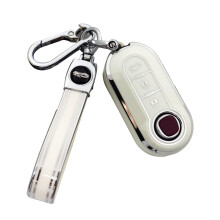 Car Key Cover Case Shell Fit for Fiat 500 Key Covers Accessories (White)