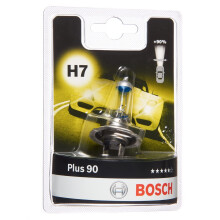 Bosch H7 (477) Plus 90 Halogen Headlight Bulb, 12 V 55 W, 90% more Light - Socket Type PX26d - 1 Replacement Car Light Bulb