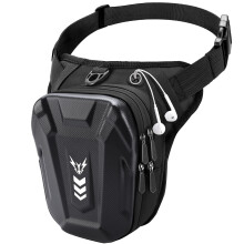 Rolgno Drop Leg Bag, [Expandable Storage] Motorcycle Leg Bag, EVA Hardshell Durable Hiking Waist Pack, Reflective Strip & Adjustable Strap, Hip Pouch