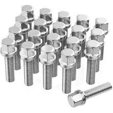 GAsupply 20pcs R13 Ball Seat Alloy Wheel Bolts Extended Lug Bolts for Wheel Spacer | M14x1.5, 45mm Thread, 17mm Hex | Aftermarket Replacement Bolt Ki