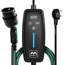Masterplug EV Charging Cable for Electric and Hybrid Vehicles, 10 Metres, Mode 2, Delay Charging Function, 3 Pin UK Plug to Type 2 Car Charger, Langu
