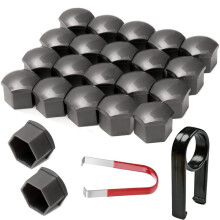 Gebildet 22pcs 21mm Wheel Nut Cap,Wheel Bolt Nut Caps Covers,Hexagonal Tire Nut Covers with Removal Tool Set for Cars(Grey)