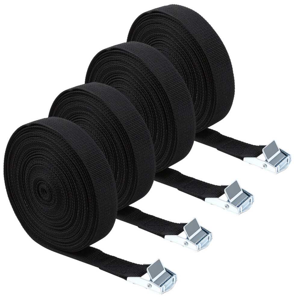 4 Pcs Ratchet Tie Down Straps, 10M X 25Mm Adjustable Lashing Straps, Tension Belt Retaining Cargo Straps Heavy Duty With Quick Release Cam Buckle For 5001965345576