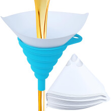 50 Pcs Paper Paint Filters and 1 Pcs Silicone Funnel, 150 Micron Nylon Mesh Cone 3D Resin Paper Filters for Automotive Spray, Art Painting, Cooking O