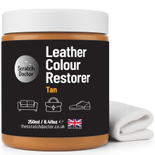 Leather Colour Restorer Recolouring Balm Repair Treatment for Faded & Worn Absorbent Leather Furniture, Sofas, Chairs (Tan, 250ml)