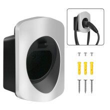 MCEVKELN Type 2 EV Charger Holder, EV Car Charging Cable Organizer | Nozzle-Holster Dock| Plug Wall Mount| Screws| Silver| Electric Vehicle Holder Co
