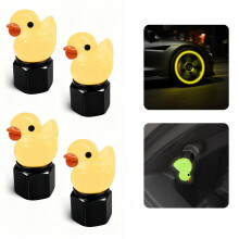 4Pcs Dust Caps for Car Tyres, Cute Duck Universal Fluorescent Car Tire Valve caps, Glow in the Dark for Cars SUV Motorbike Trucks Bicycle Interesting