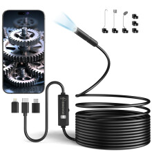 Ennovor 7.9mm Lens Endoscope Inspection Camera, 1920P HD Borescope Cameras, 8 Adjustable LED Lights, 3.8mm 16.4ft Semi-Rigid Snake Endoscope, IP67 Wa