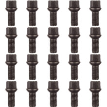 RYBO Alloy Wheel Bolts - M14 x 1.5, 27mm Thread, 17mm Hex | Replacement Bolt Kit for Audi & Volkswagen Car Models | Car Accessories (Black, Set of 20