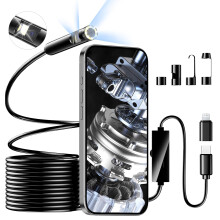 Dual Lens Endoscope Inspection Camera, 1920P HD Inspection Camera with 8+1 Adjustable LED Lights, IP67 Waterproof Endoscope, Semi-Rigid Snake Boresco