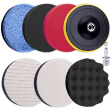 SIQUK 8 Pieces Car Polishing Pads Kit - 80mm Buffing Pads (Wool, Sponge) - Fine & Coarse Grit - Multiple Colors - Compatible with Paint, Chrome, Plas