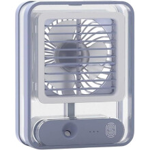 Portable Mini Air Cooler, USB Water Mist Cooling Fan with LED Night Light, Quiet Personal Air Cooler for Bedroom, Kitchen, Outdoor & Home, Blue