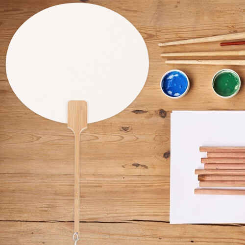 2St Blank DIY Waaier Voor Kinderen Handvat Creatief Schilderen 2