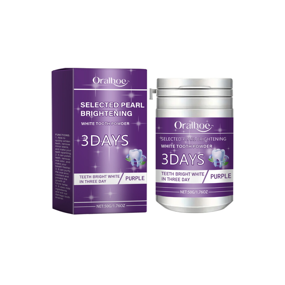 (50g) ORALHOE Purple Tooth Cleansing Powder Daily Care Oral Cleansing Fresh Breath Cleansing Care Tooth Powder