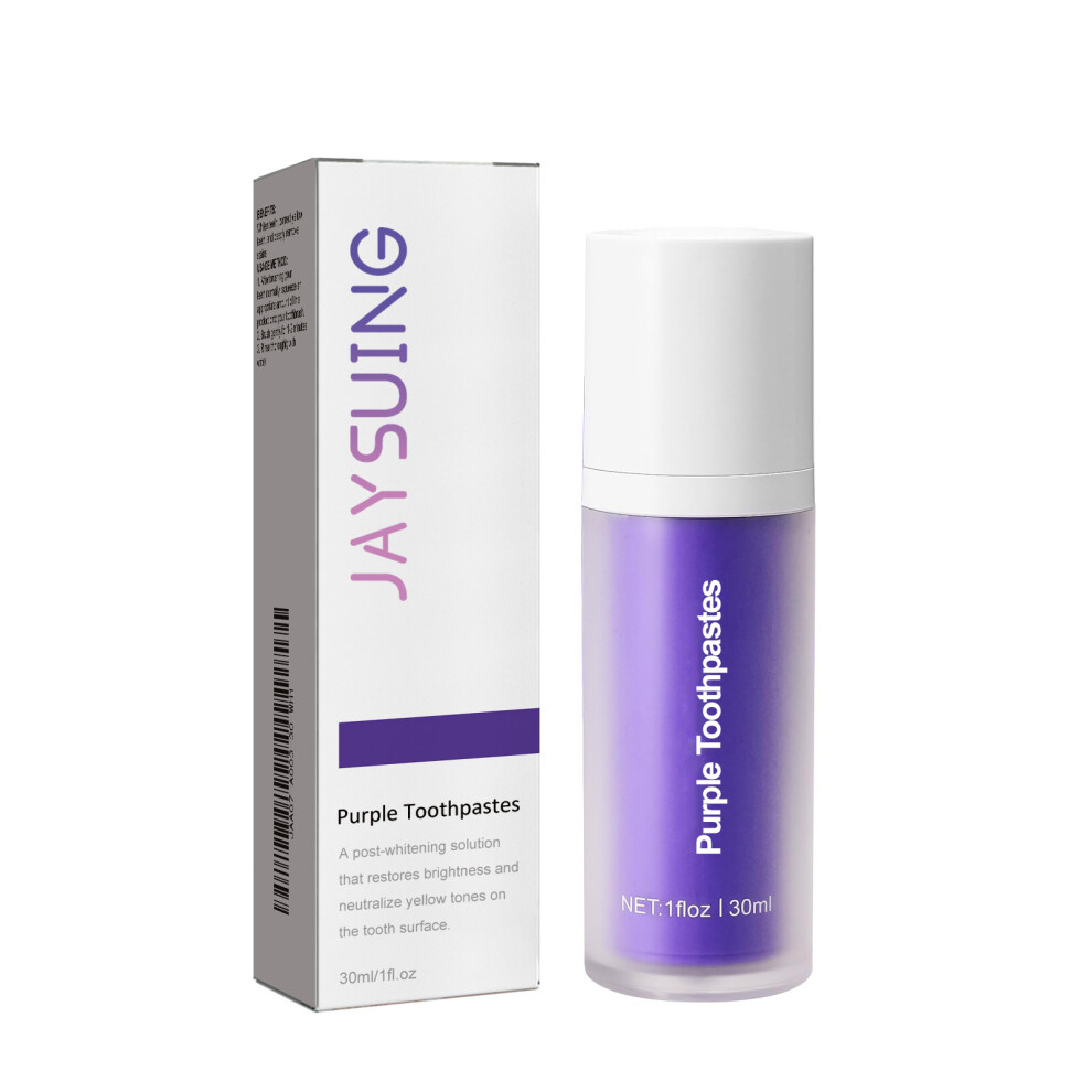 (30ml) Jaysuing Purple Teeth Whitening Toothpaste Cares for Gums, Cleans Teeth Stains, Oral Odor, Whitening Toothpaste