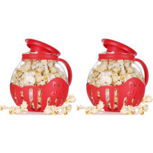 2X Popcorn Maker Microwave Snack Popcorn Air Poppers 2.25 Quart Popcorn Bowl Borosilicate Kitchen Accessories,Red
