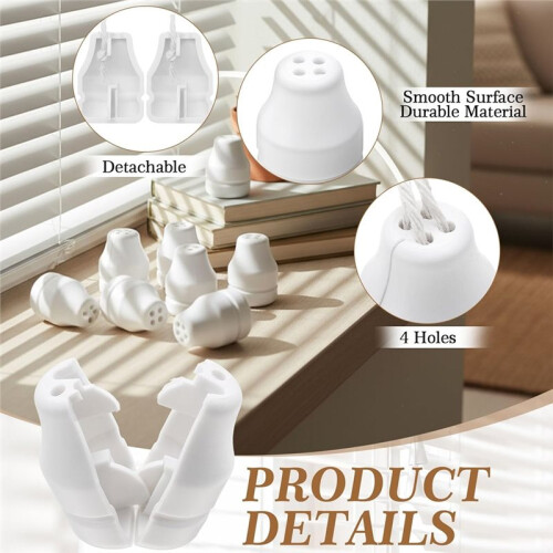 10 Pack Blind Pull Cord Knobs-Anti-Strangulation Breakaway Design (Bell Shape, 4-Hole) Plastic Tabs, Install Fits Blinds 2