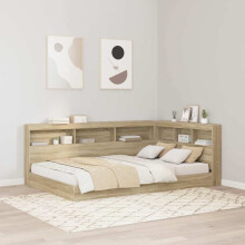 vidaXL Storage Headboard with Shelf Sonoma Oak 207.5 x 137.5 x 76.5 cm