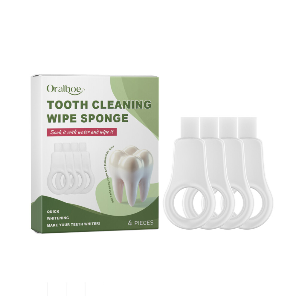 (4pieces) Oralhoe Sponge Teeth Cleaning Wipe Daily care for oral hygiene Clean teeth and stains Sponge Teeth Cleaning Wipe