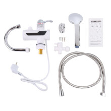 Rotatable Bathroom Kitchen Heating Faucet Digital Display Household Instant Hot Water Faucet Side Water Inlet EU Plug