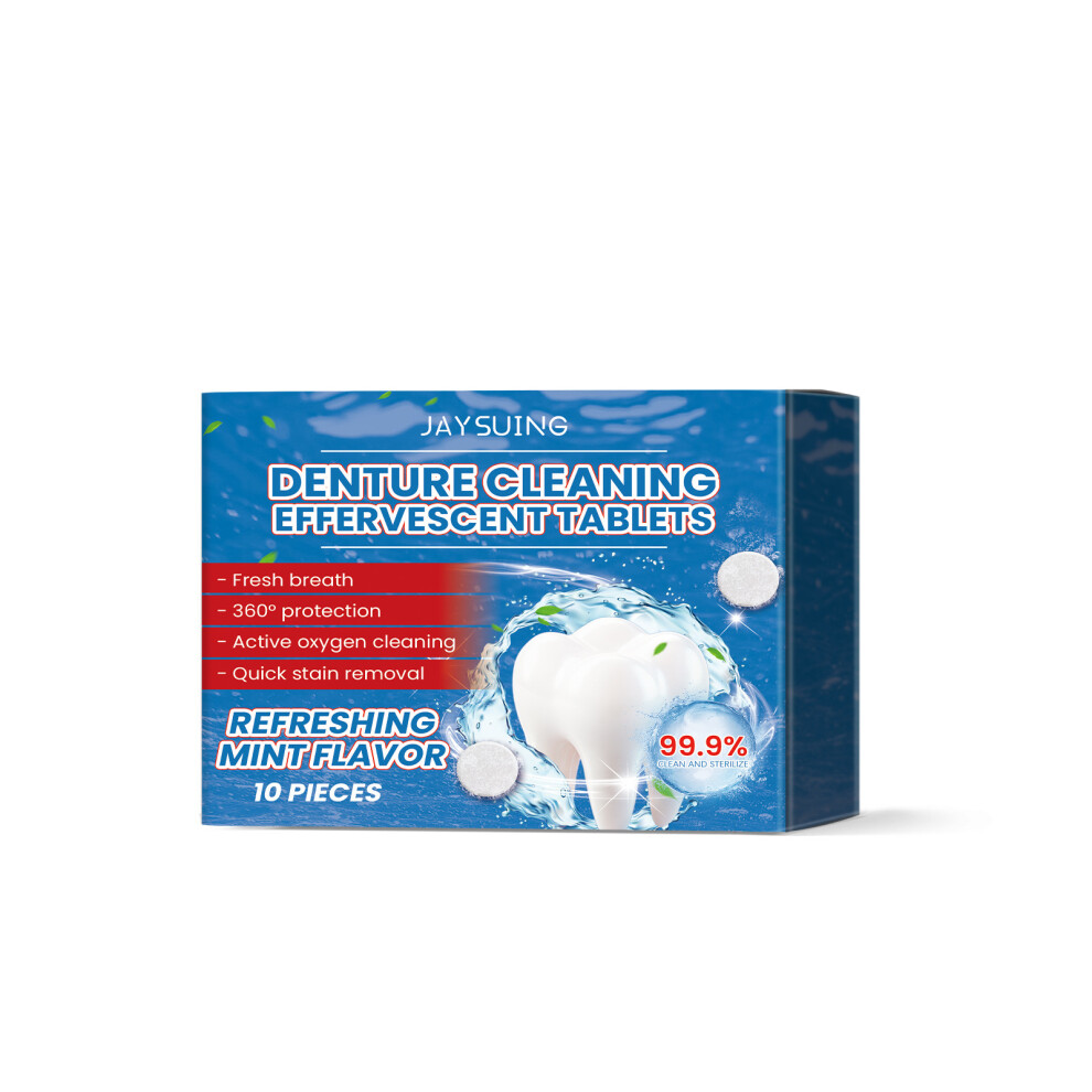 (10pieces) Jaysuing Denture Cleaning Effervescent Tablets Denture Cleaning Tablets for Braces Hygiene Care Teeth Cleaning Effervescent Tablets
