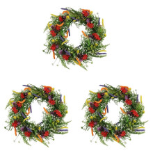 3X Spring Wreaths for Front Door 18in Outside Welcome Summer Flowers Greenery All Seasons Round Wreaths